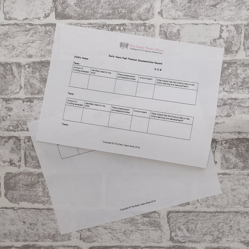 Pupil Premium Documentation Record
