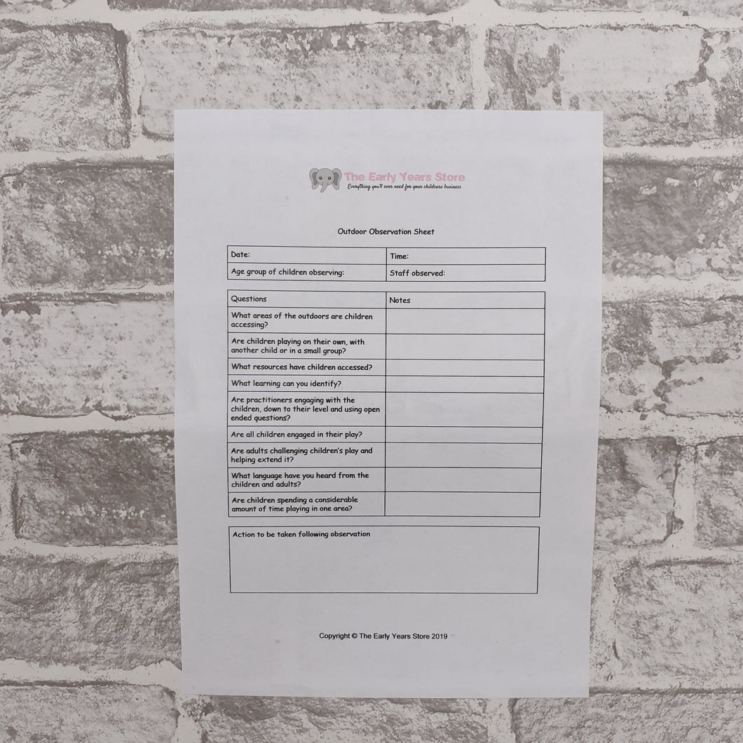 Outdoor Observation Sheet