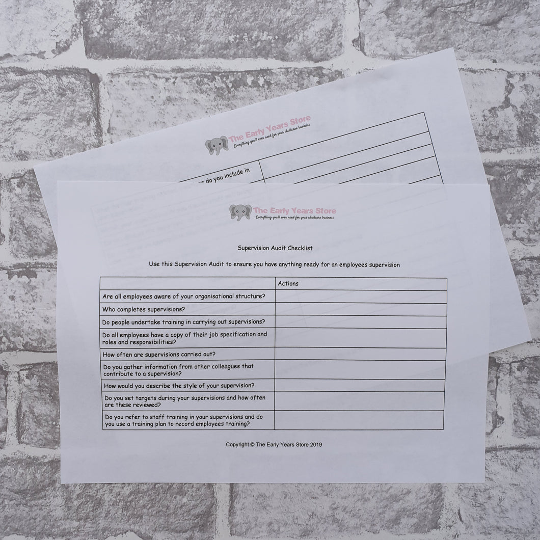 Supervision Audit Checklist