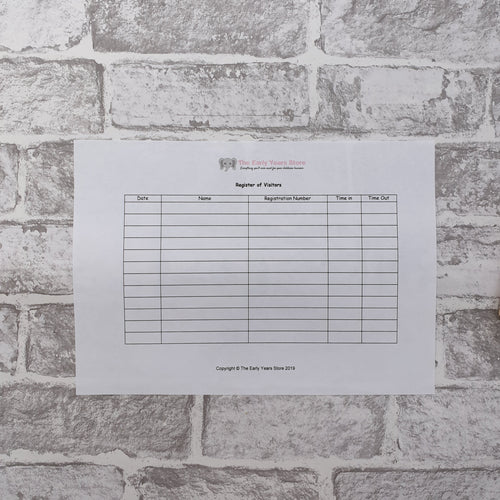 Record of Visitors Sheet