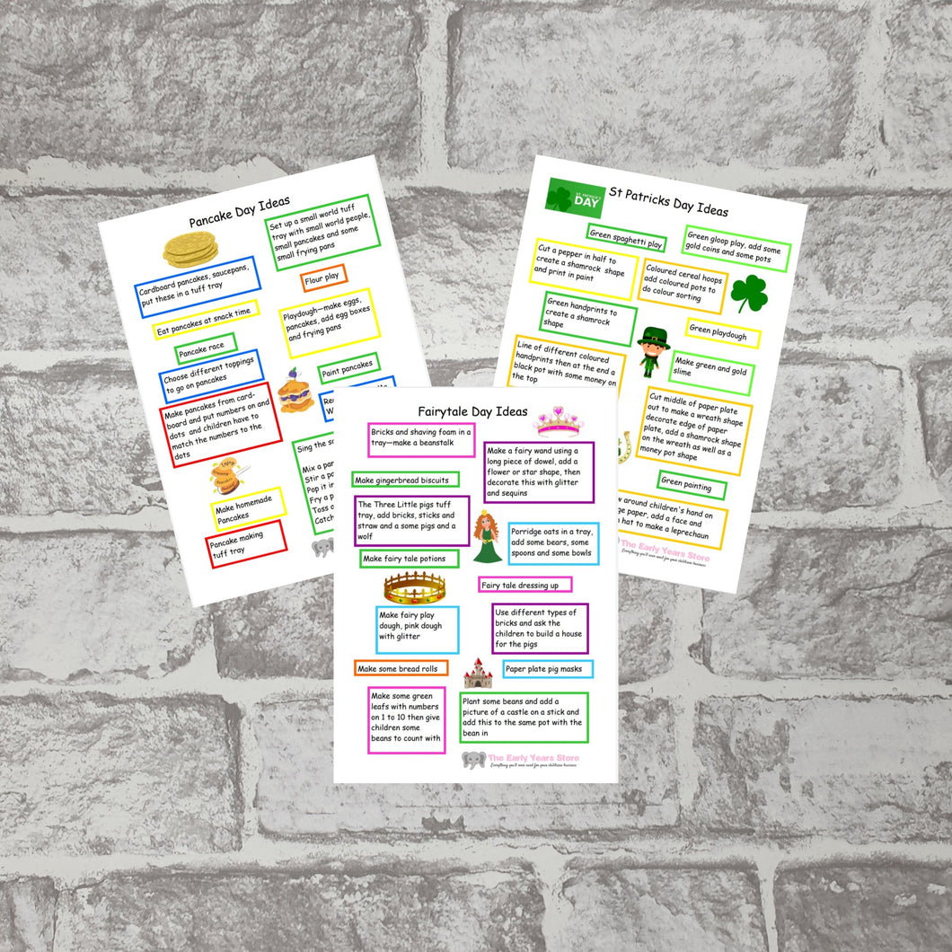 Pancake Day, St Patrick's Day and Fairytale Day planning ideas