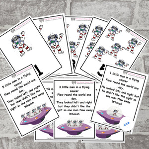 5 little men in a flying saucer rhyme cards
