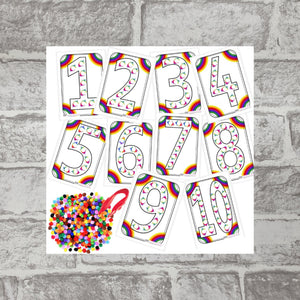 Rainbow Number Themed Picture Cards