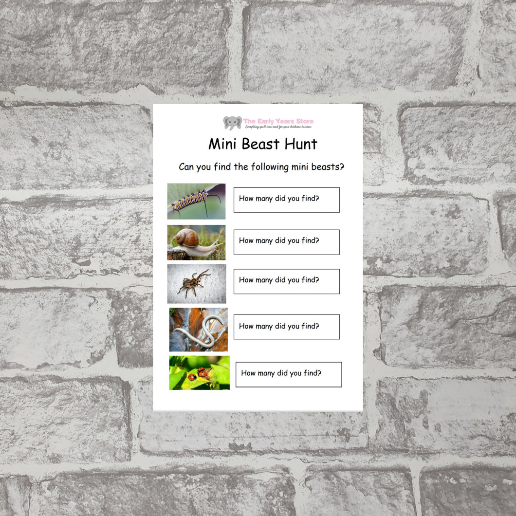 Mini Beast Hunt sheet
