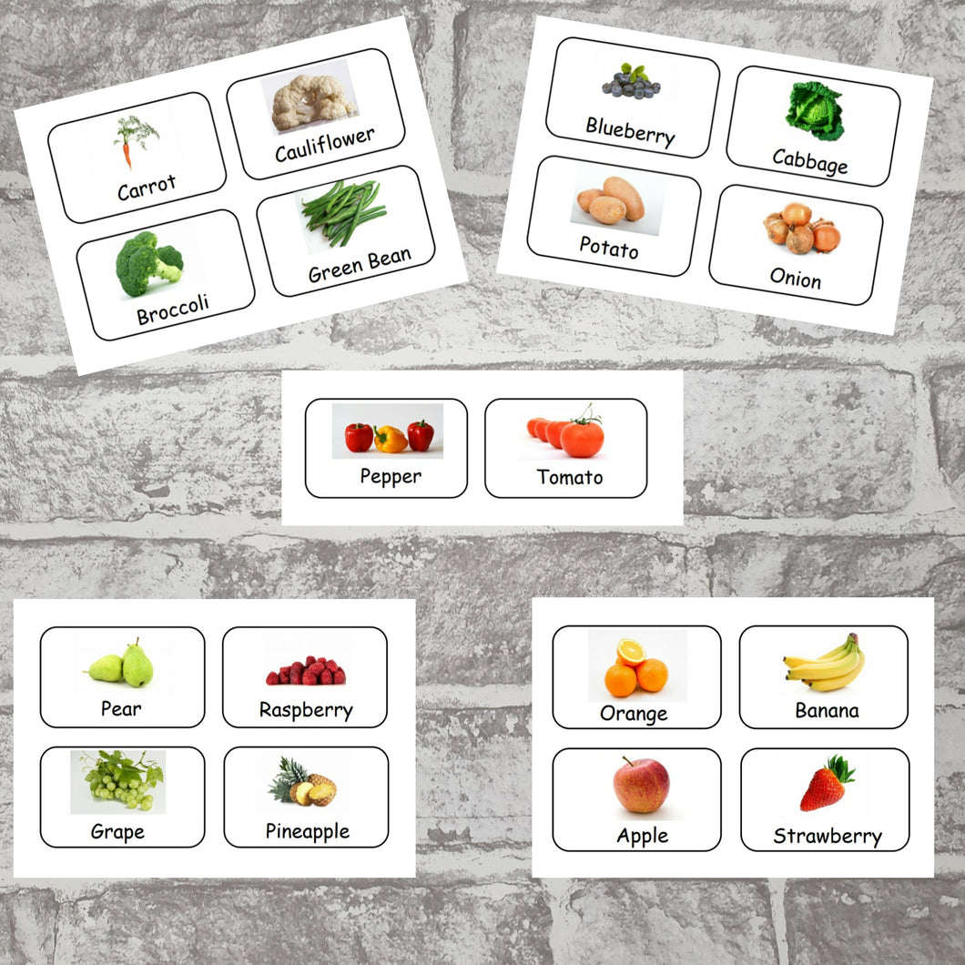 Montessori Fruit and Vegetables language cards