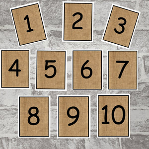 Hessian Style Number Cards