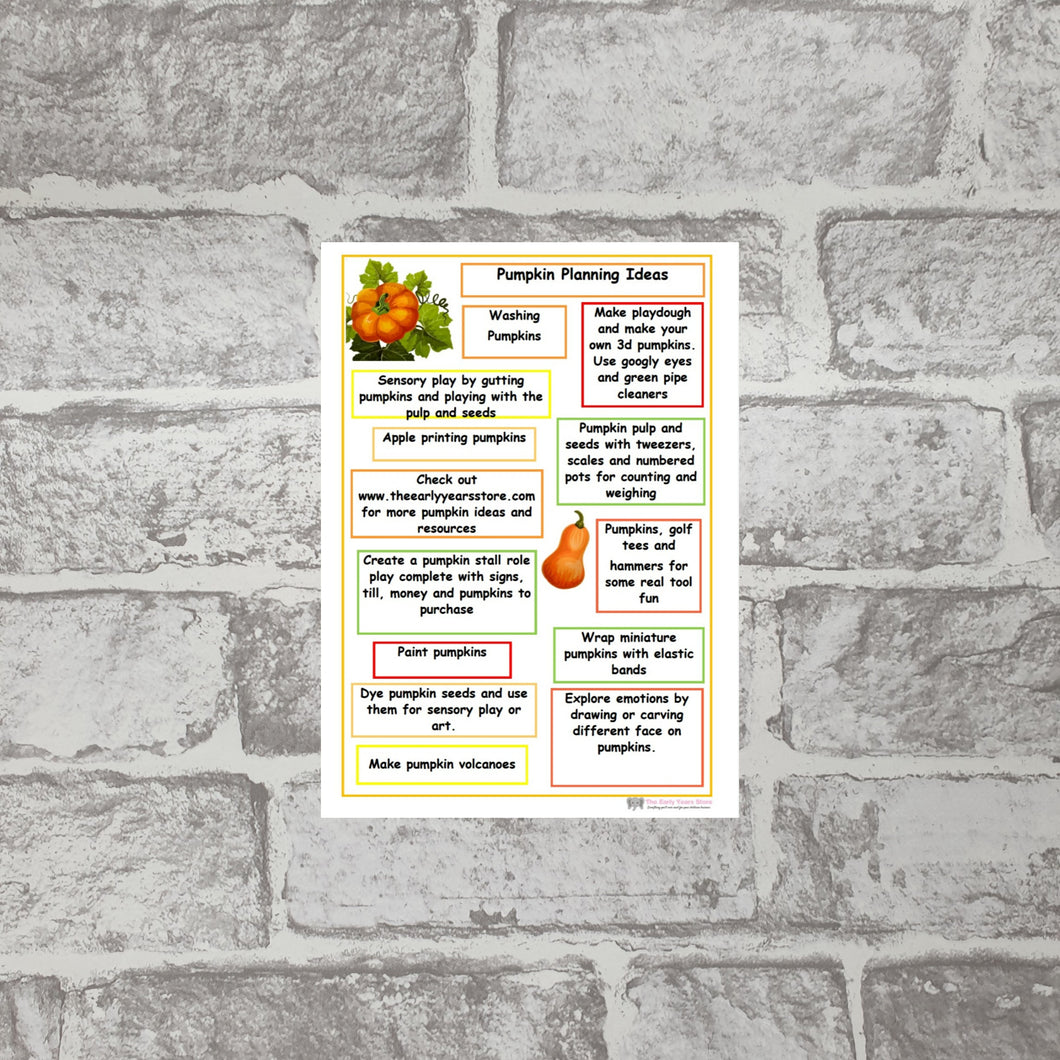 Pumpkin Planning Ideas sheet