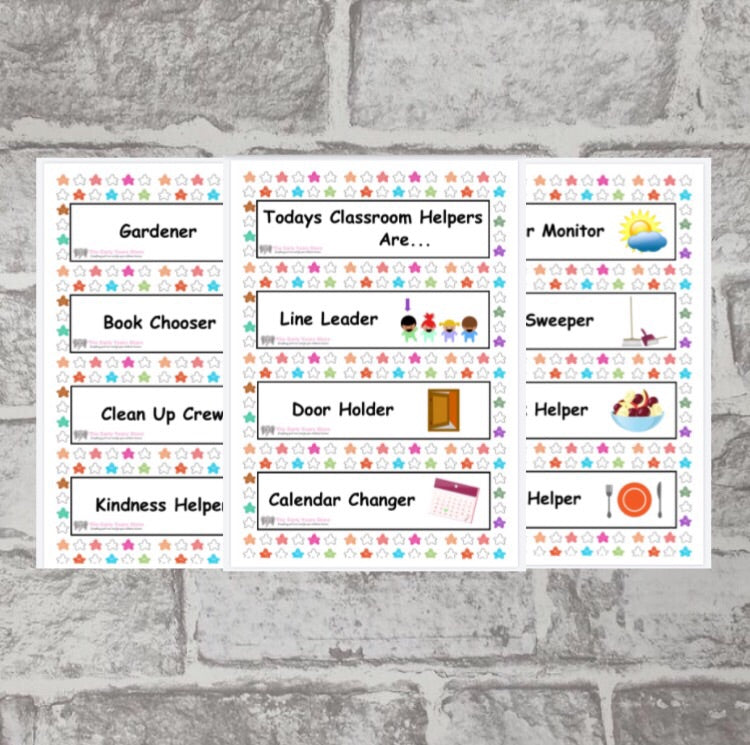 Classroom Helper cards