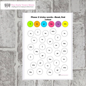 Phase 2 tricky words - read, find, colour