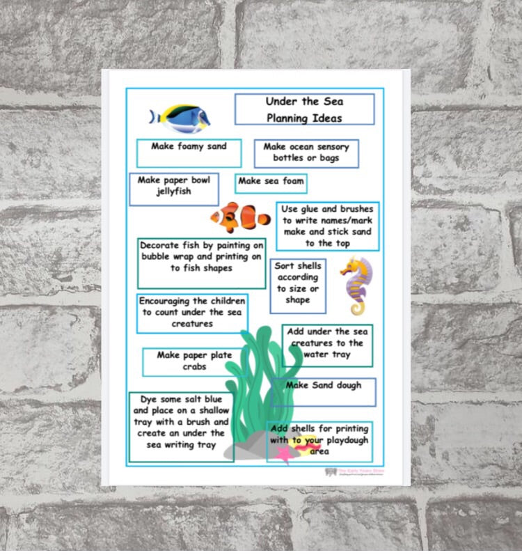 Under the Sea Planning Ideas Sheet
