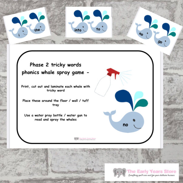 Phase 2 tricky word whale spray game